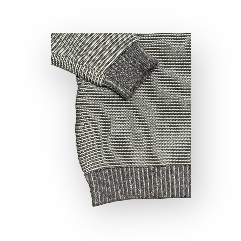 Rainforest Men’s Gray Striped Crewneck Sweater Size M Cotton Knit Pullover - Picture 5 of 7